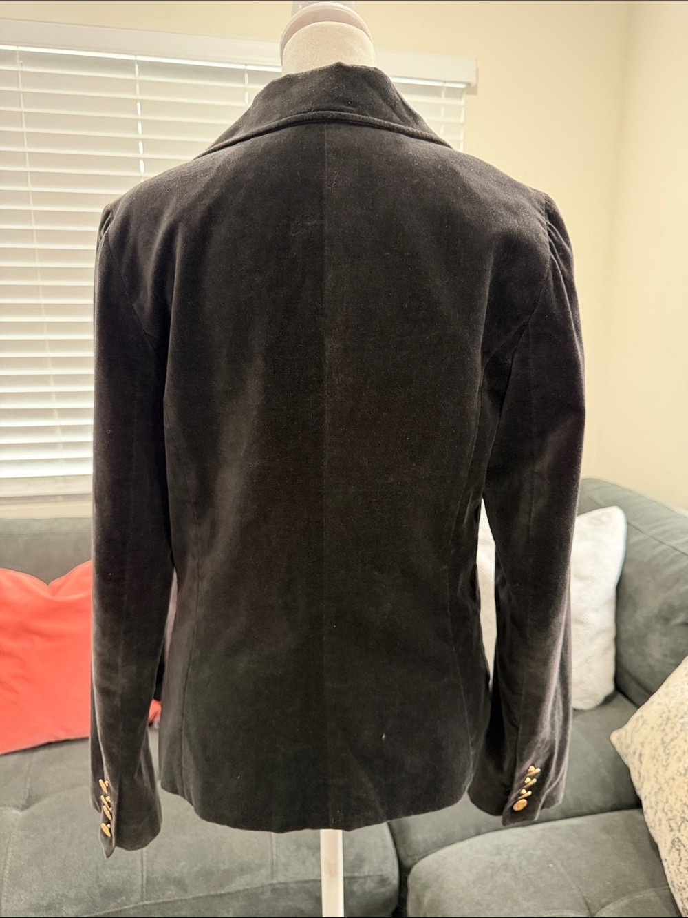 Old Navy Vintage Dark Brown Velvet Blazer with Gold Buttons - Picture 7 of 13